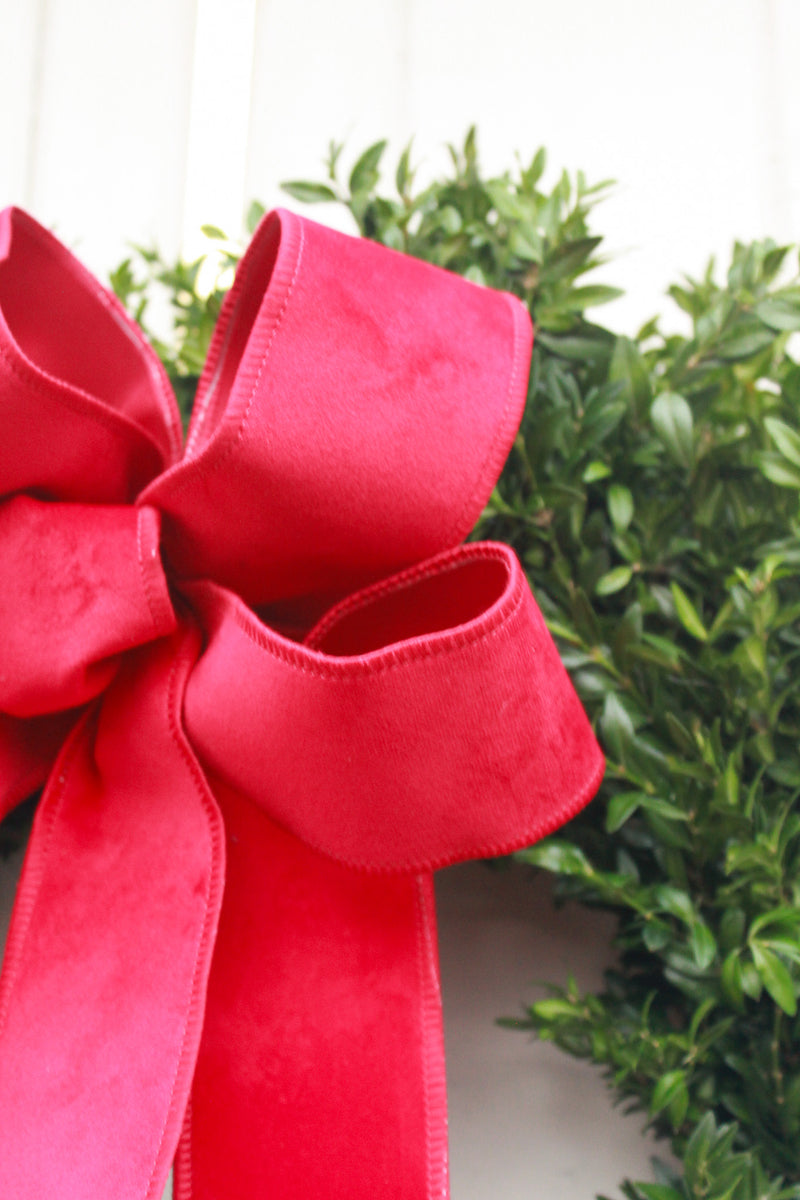 Red Velvet Boxwood Wreath