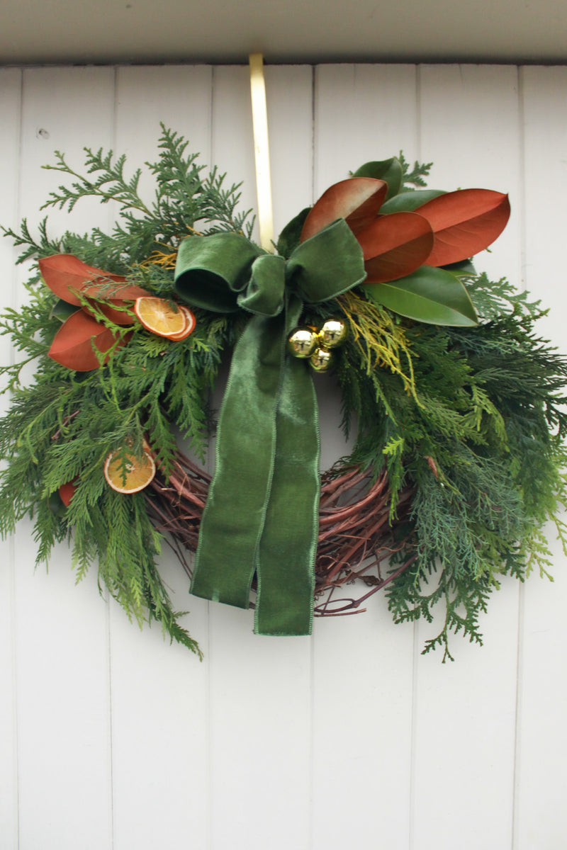 Cozy Magnolia Grapevine Wreath
