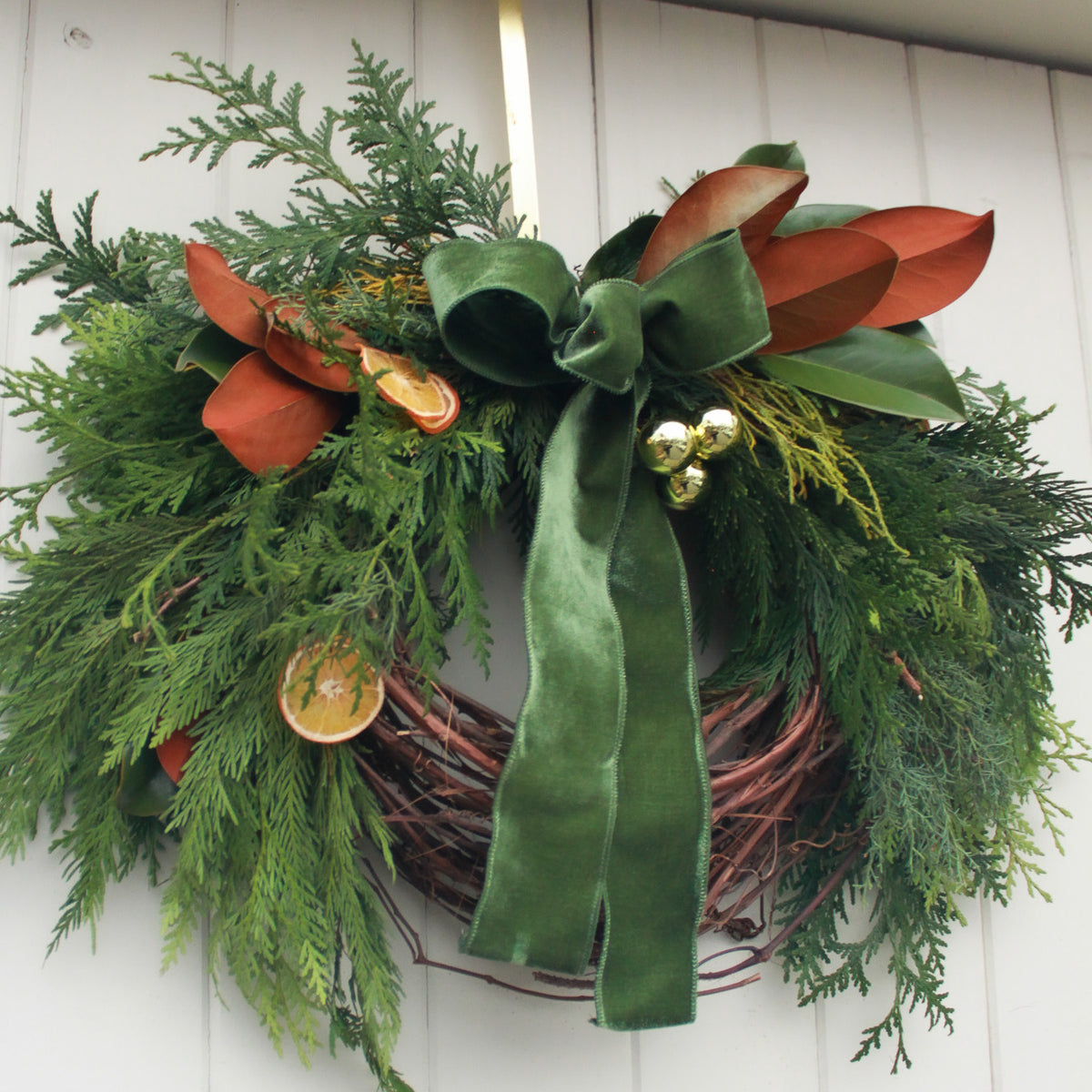 Cozy Magnolia Grapevine Wreath