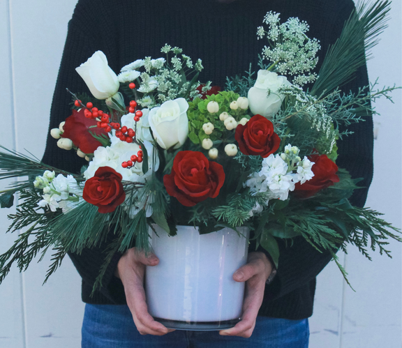 merry and bright vase arrangement